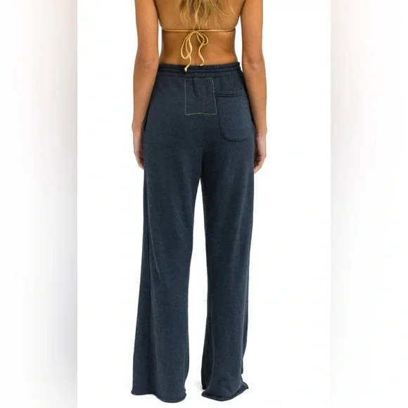 2pc🔥Aviator Nation Set 5 Stripe Hoodie & Gray Wide Leg Sweatpants Set Medium USA - Picture 5 of 10